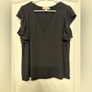 Michael Kors Black V-Neck Blouse